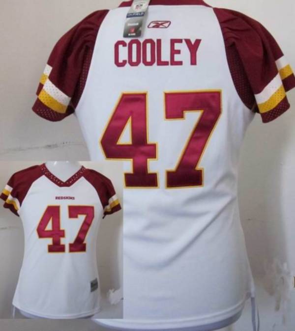 Redskins #47 Chris Cooley White Women's Field Flirt Stitched NFL Jersey - Click Image to Close